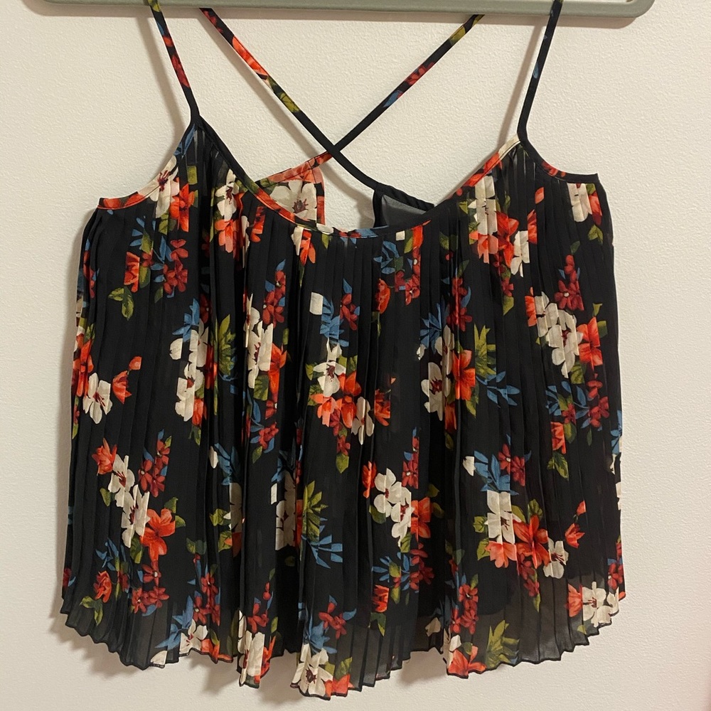Pleated Floral Hollister Top - Size Small